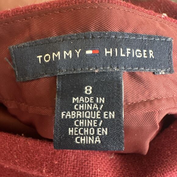 Tommy Hilfiger Wool Blend Pencil Skirt Women's Size 8 Plum Maroon Chevron Lined - Picture 5 of 6